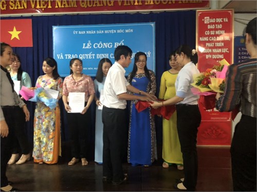 Ngày 4 và 8 tháng 10 năm 2019, Phòng Giáo dục và Đào tạo Huyện Hóc Môn đã tổ chức Lễ triển khai Quyết định điều động, bổ nhiệm, bổ nhiệm lại cán bộ quản lý các đơn vị trực thuộc ngành GD Huyện.